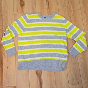 Banana Republic Crew Neck Knit Pullover Neon Stripe Sweater (XL)